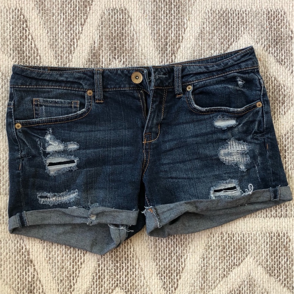 CLEAR OUT! EUC Aeropostale dark blue distressed denim shorts